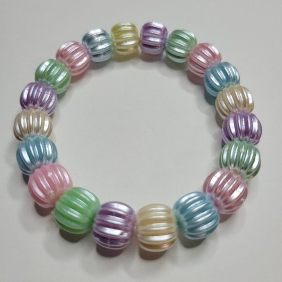 NWT Shiny Pastel Dinner Mint Stretch Bracelet Blue, Purple, Yellow, Pink, Green - Picture 5 of 7